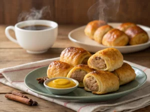 Honey and Whisky Mustard Breakfast Sausage Rolls